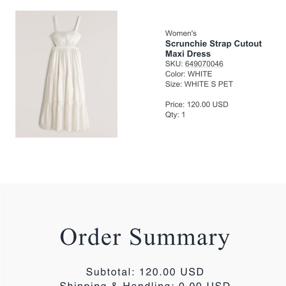 Abercrombie & Fitch White Maxi Dress with Scrunchie Straps